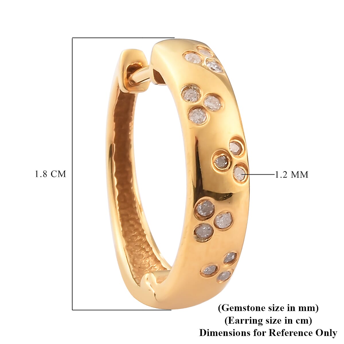 Diamond Hoop Earrings (with Clasp) in 14K Gold Overlay Sterling Silver 0.25 Ct.