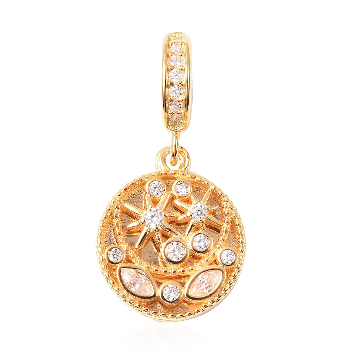 Charmes De Memoire - Simulated Diamond Charm or Pendant in Yellow Gold Overlay Sterling Silver