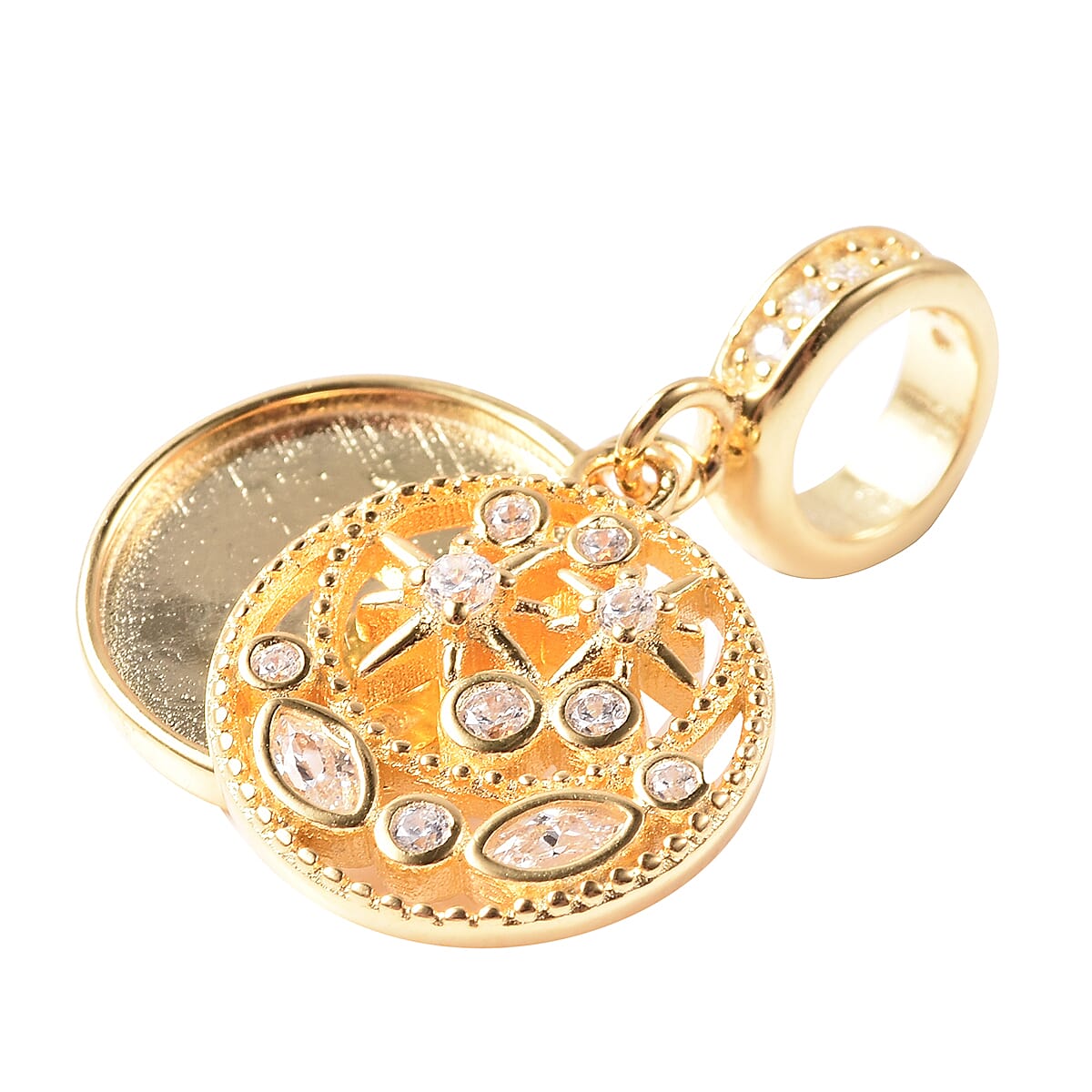 Charmes De Memoire - Simulated Diamond Charm or Pendant in Yellow Gold Overlay Sterling Silver