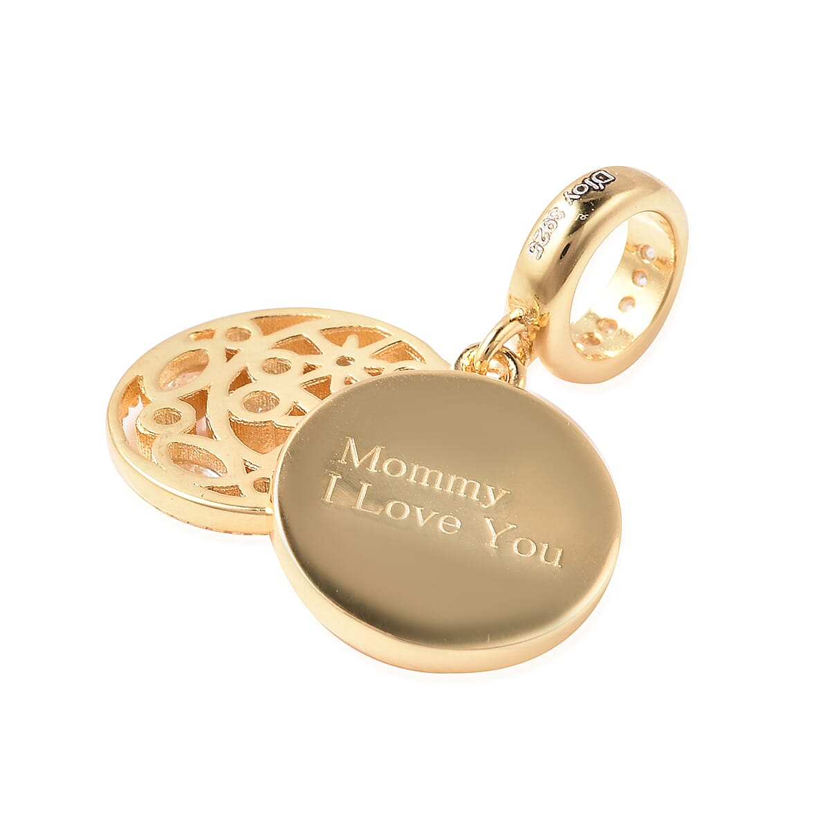 Charmes De Memoire - Simulated Diamond Charm or Pendant in Yellow Gold Overlay Sterling Silver