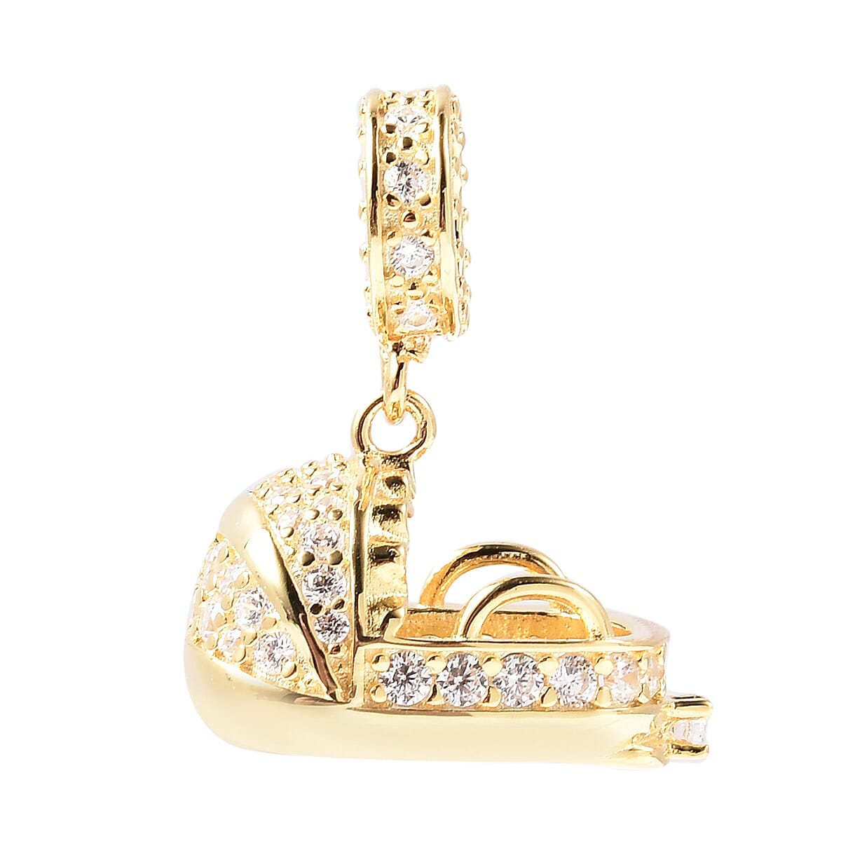 Charmes De Memoire - Simulated Diamond Cradle Charm in Yellow Gold Overlay Sterling Silver Charm/Pendant