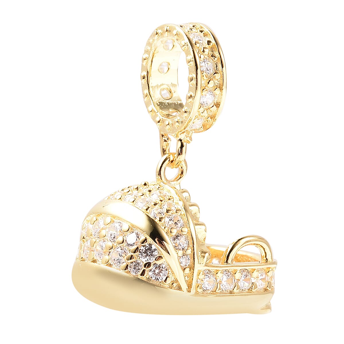 Charmes De Memoire - Simulated Diamond Cradle Charm in Yellow Gold Overlay Sterling Silver Charm/Pendant
