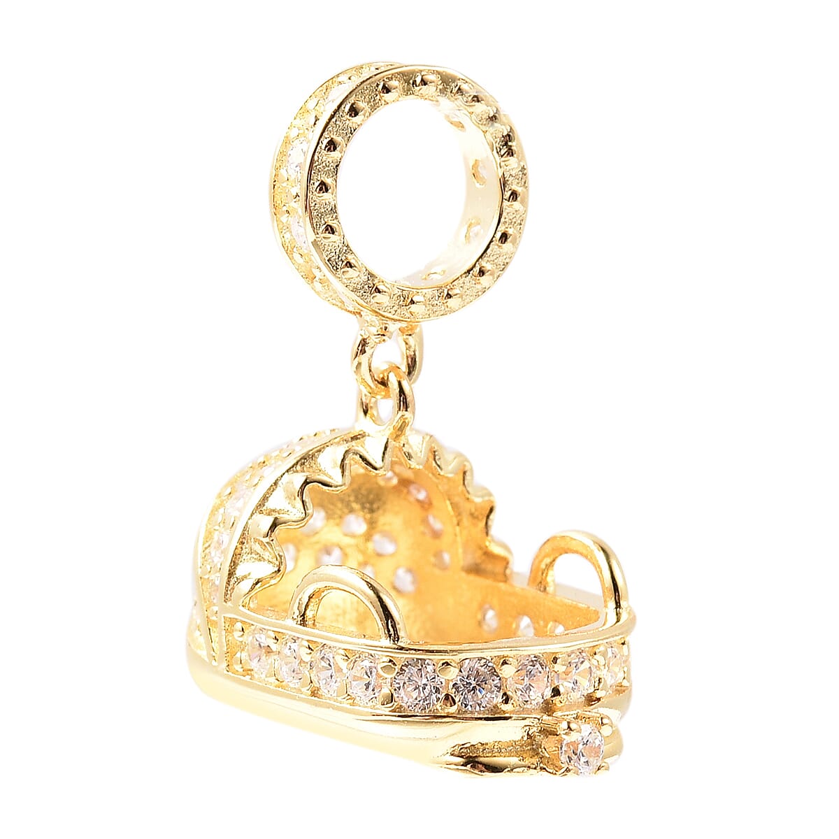 Charmes De Memoire - Simulated Diamond Cradle Charm in Yellow Gold Overlay Sterling Silver Charm/Pendant