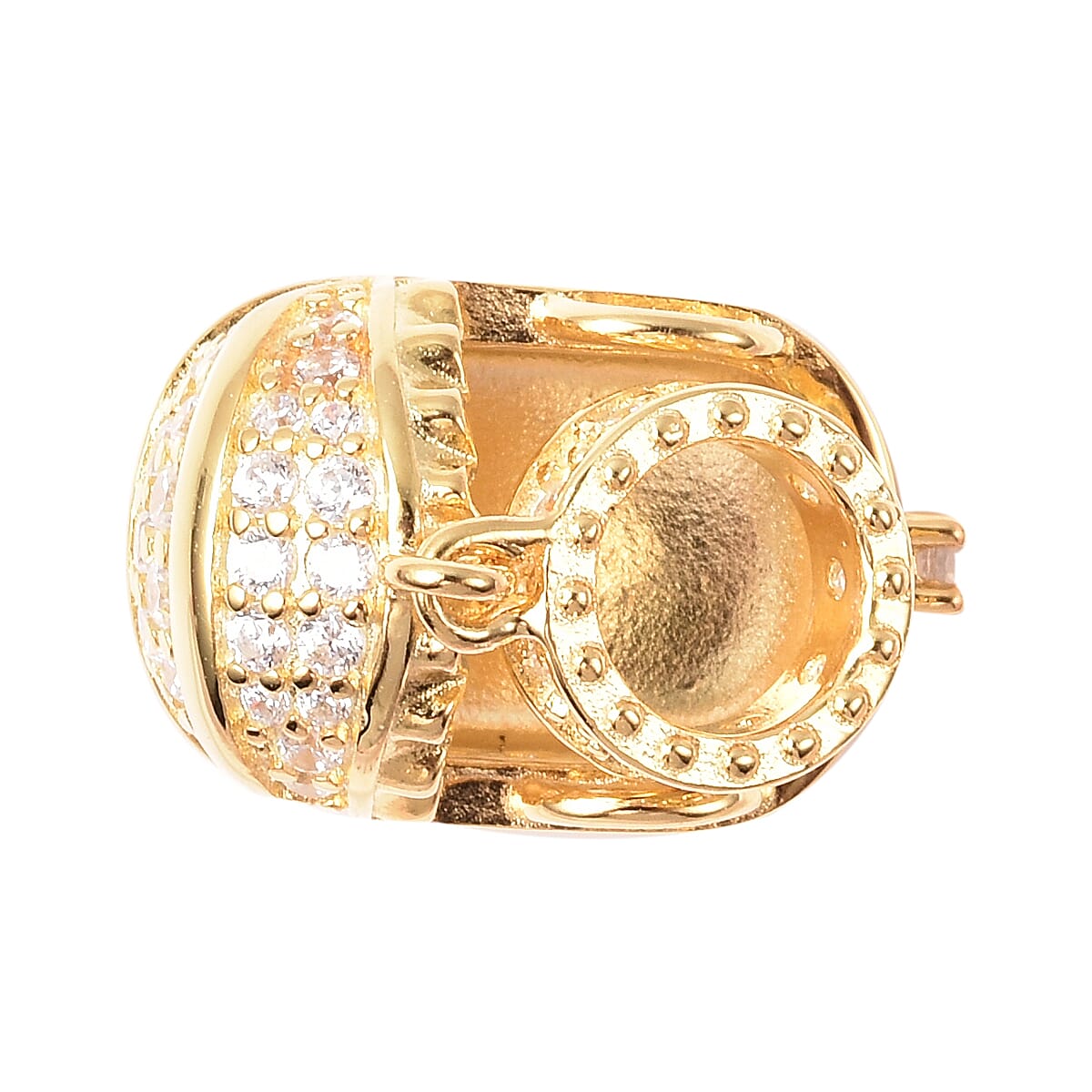 Charmes De Memoire - Simulated Diamond Cradle Charm in Yellow Gold Overlay Sterling Silver Charm/Pendant