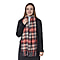 Plaid Pattern Wool Scarf with Fringes (Size 30x170+8cm) - Grey and Red