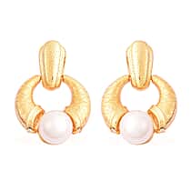 Edison Pearl Earrings with Push Back in Yellow Gold Overlay Sterling Silver 16.13 Ct, Silver Wt. 6.60 Gms.