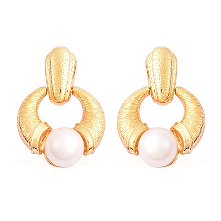 Edison Pearl Earrings with Push Back in Yellow Gold Overlay Sterling Silver 16.13 Ct, Silver Wt. 6.60 Gms.
