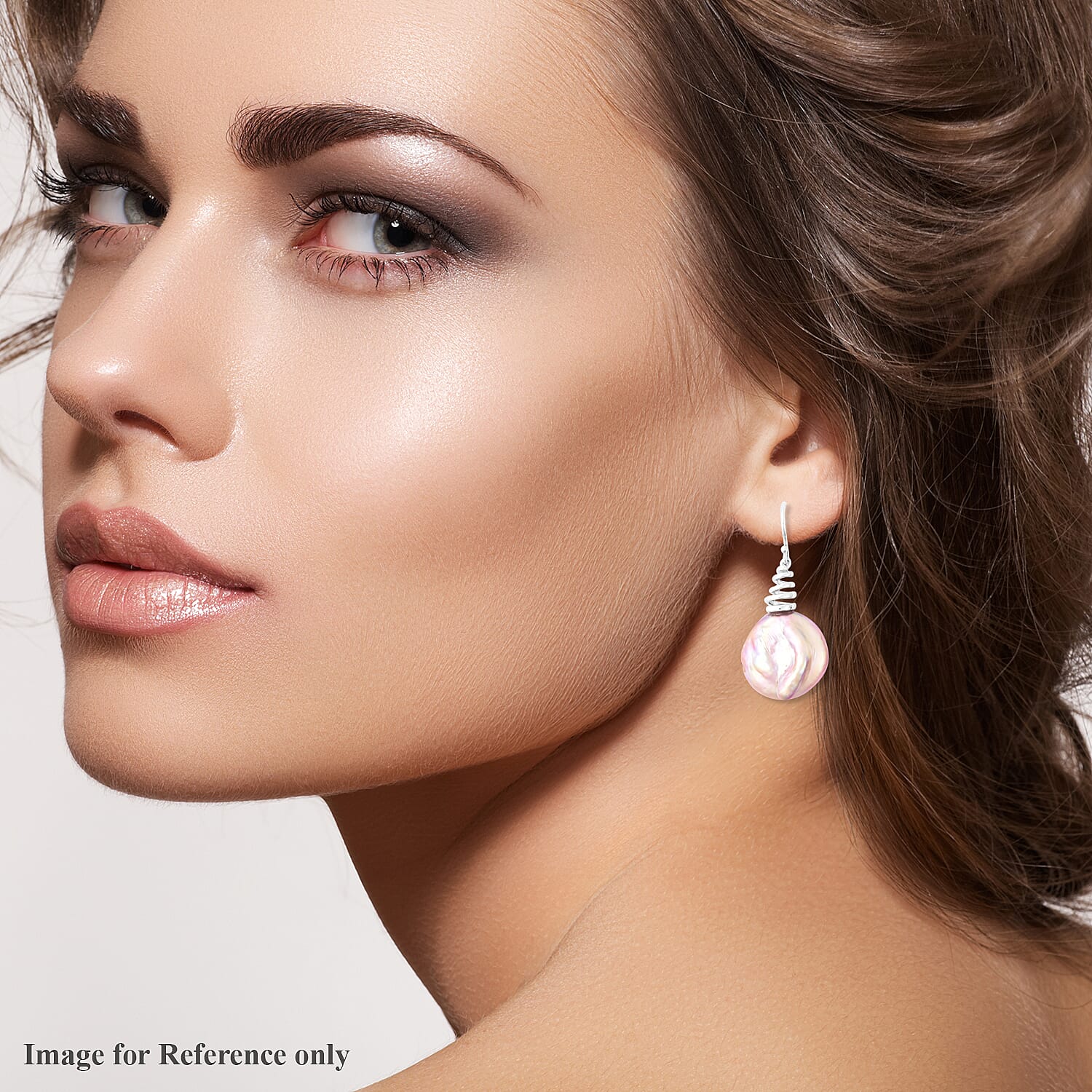 Baroque Pearl Earrings in Rhodium Overlay Sterling Silver