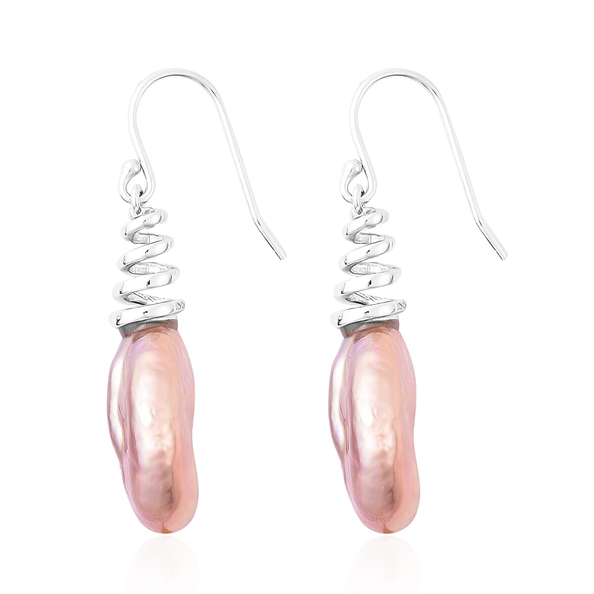 Baroque Pearl Earrings in Rhodium Overlay Sterling Silver