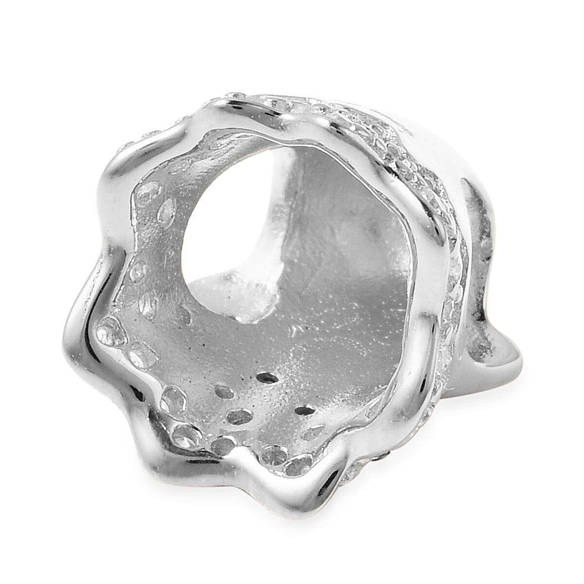 Charmes De Memoire - Simulated Diamond Ghost Charm in Rhodium Overlay Sterling Silver Charm/Pendant
