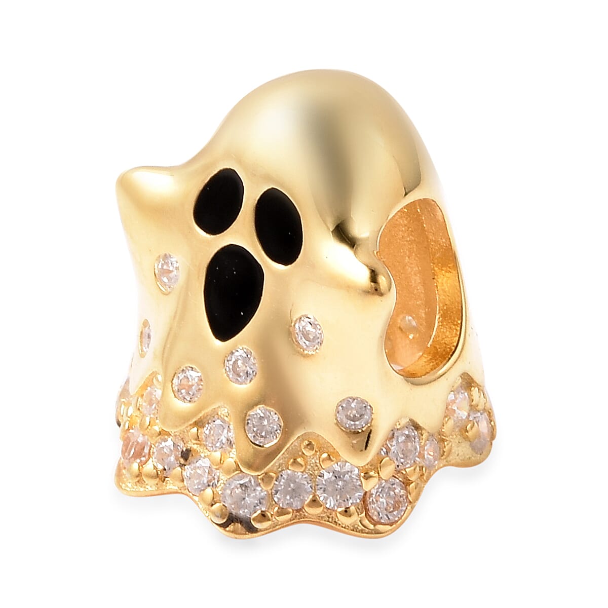 Charmes De Memoire - Simulated Diamond Ghost Charm in Yellow Gold Overlay Sterling Silver Charm-Pendant