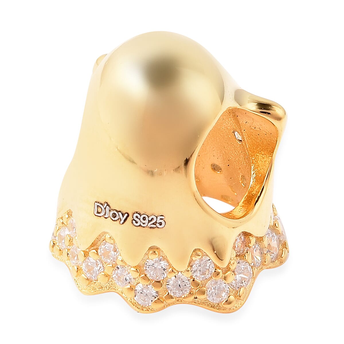 Charmes De Memoire - Simulated Diamond Ghost Charm in Yellow Gold Overlay Sterling Silver Charm-Pendant