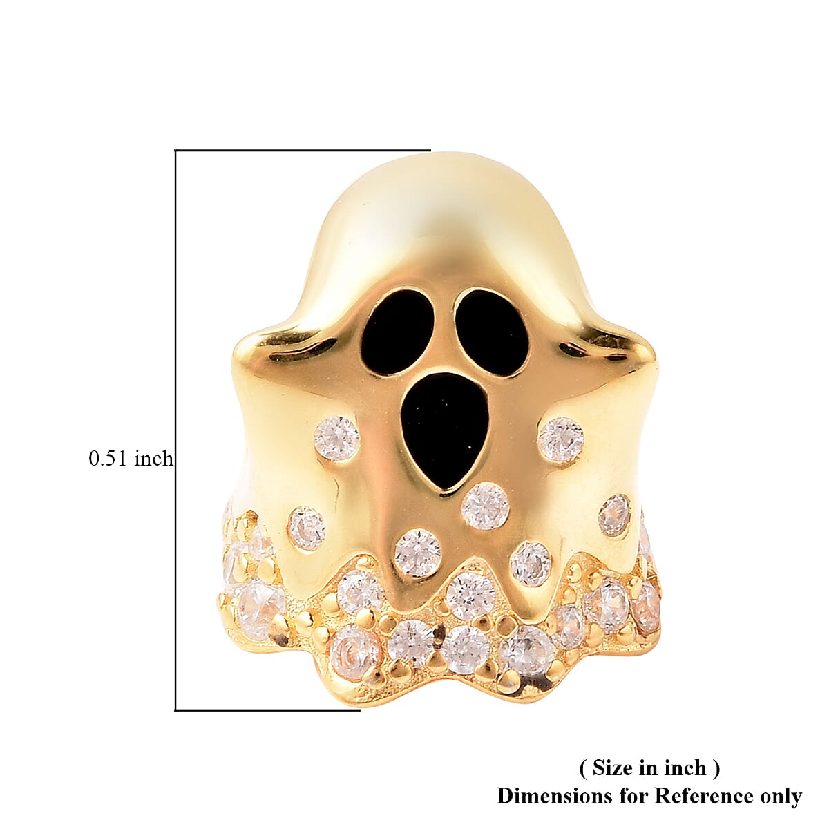 Charmes De Memoire - Simulated Diamond Ghost Charm in Yellow Gold Overlay Sterling Silver Charm-Pendant