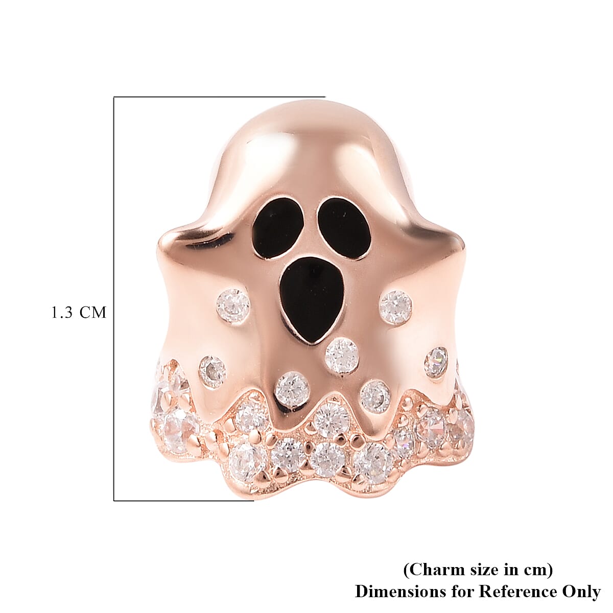 Charmes De Memoire - Simulated Diamond Ghost Charm in Rose Gold Overlay Sterling Silver Charm-Pendant