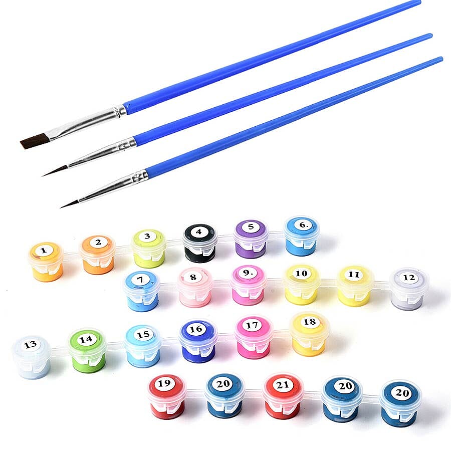 Colourful Elephant Painting by Numbers kit (Includes 1 Piece Pre-printed textured art canvas, 3 Paintbrush, Paint and Pins) (Size 40x50cm)