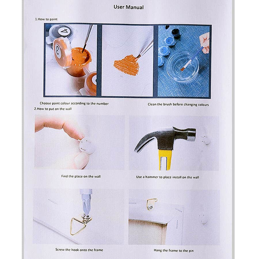 Colourful Elephant Painting by Numbers kit (Includes 1 Piece Pre-printed textured art canvas, 3 Paintbrush, Paint and Pins) (Size 40x50cm)