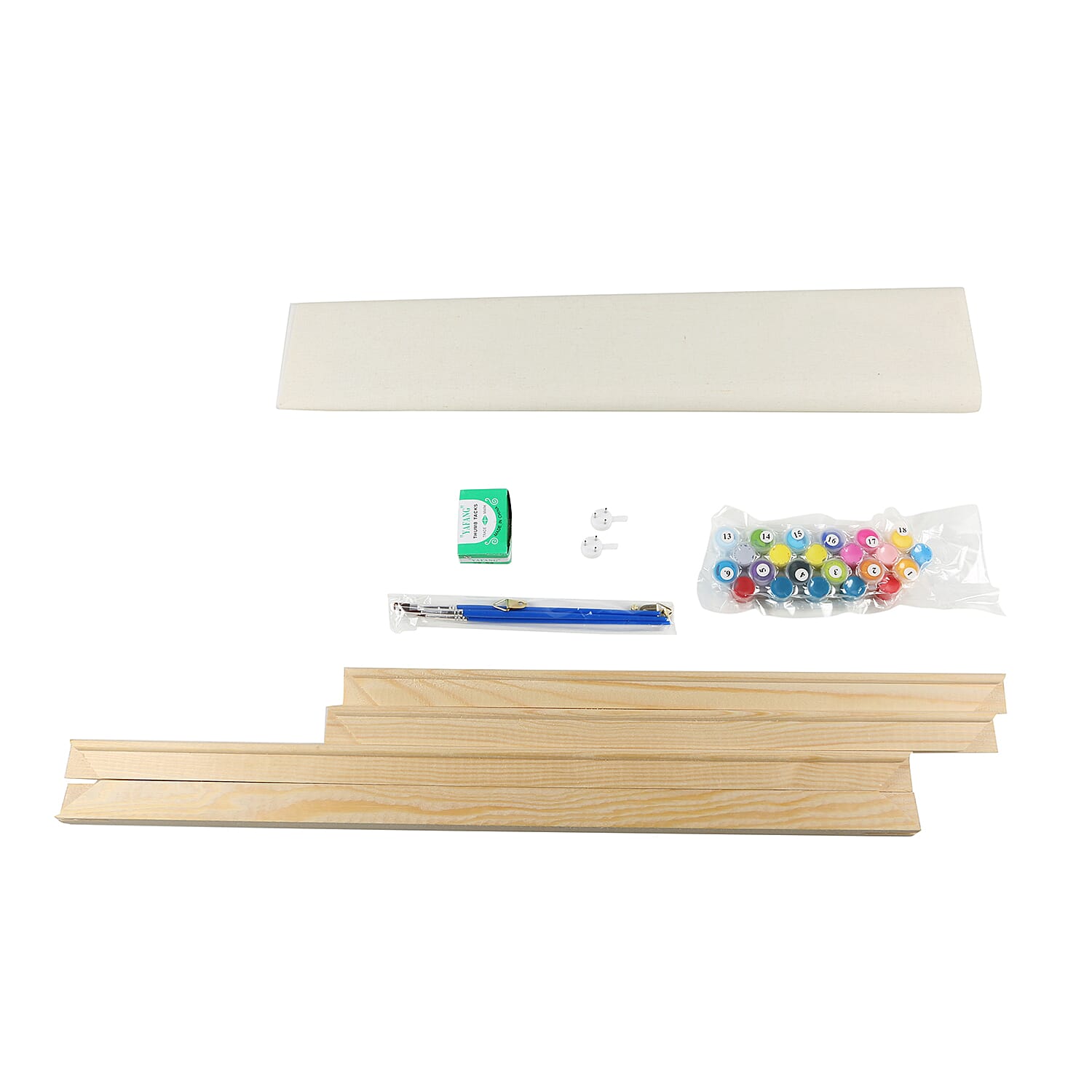 Colourful Cat Painting by Numbers kit (Includes 1 Piece Pre-printed textured art canvas, 3 Paintbrush, Paint and Pins) (Size 40x50cm)