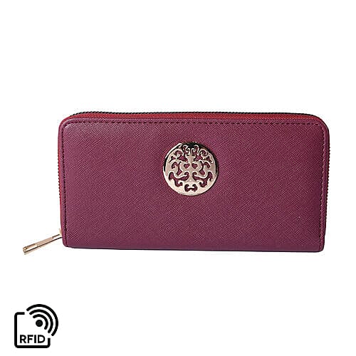 Elegant Purple RFID Long Clutch Wallet