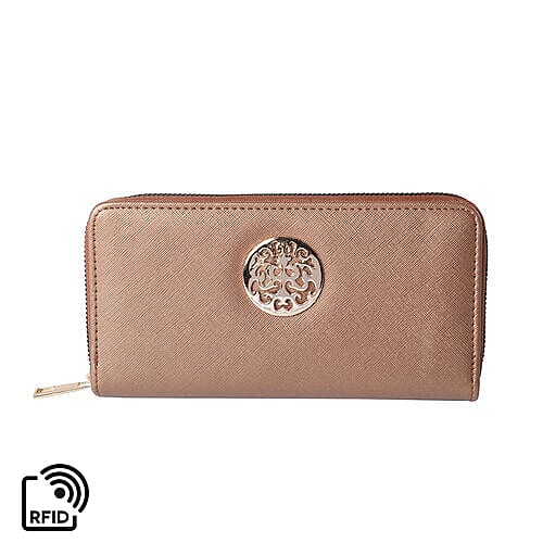 Shimmer Bronze RFID Long Clutch Wallet