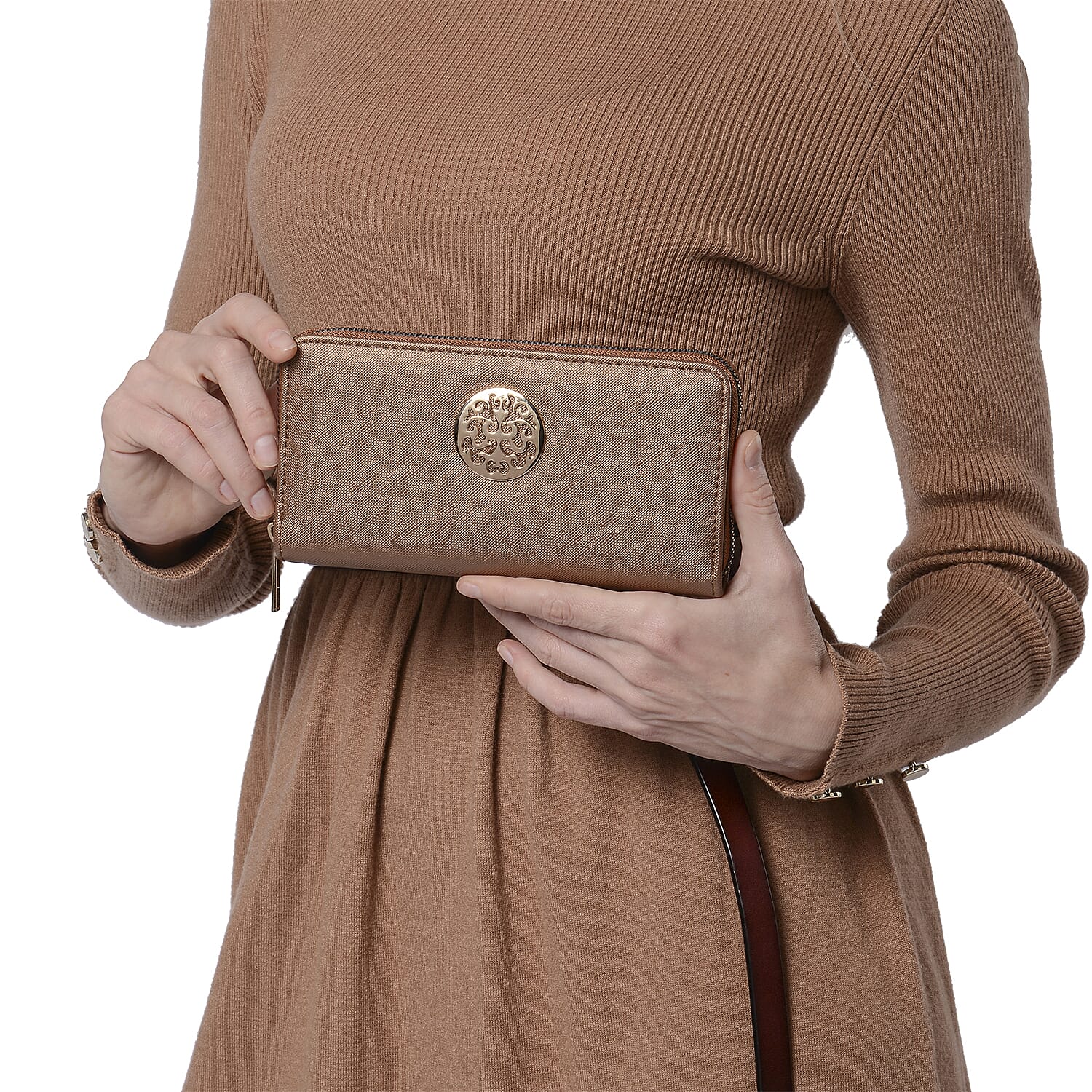Shimmer Bronze RFID Long Clutch Wallet