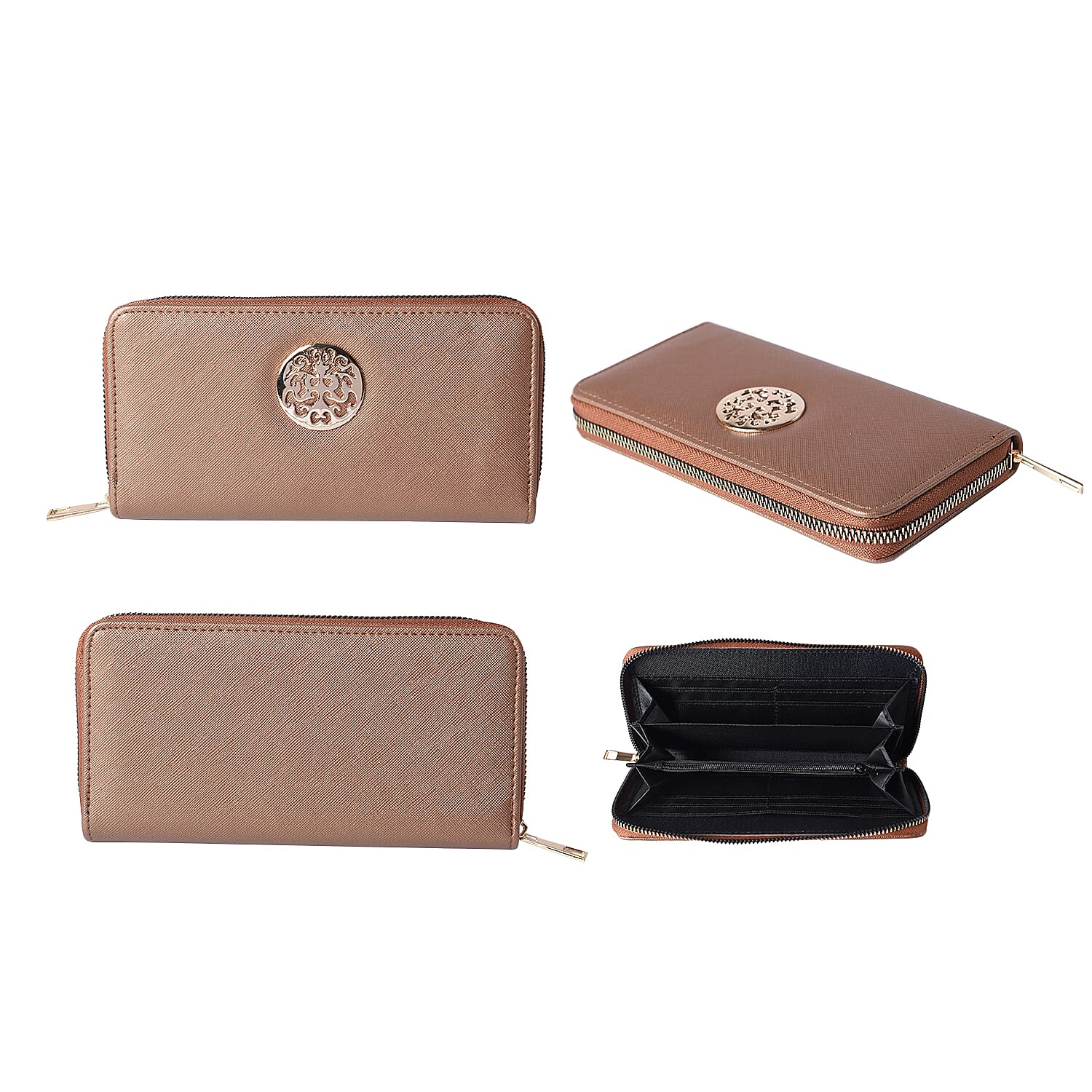 Shimmer Bronze RFID Long Clutch Wallet