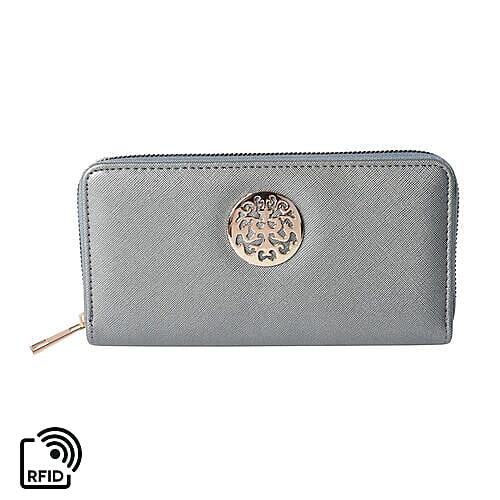 Silver RFID Long Clutch Wallet