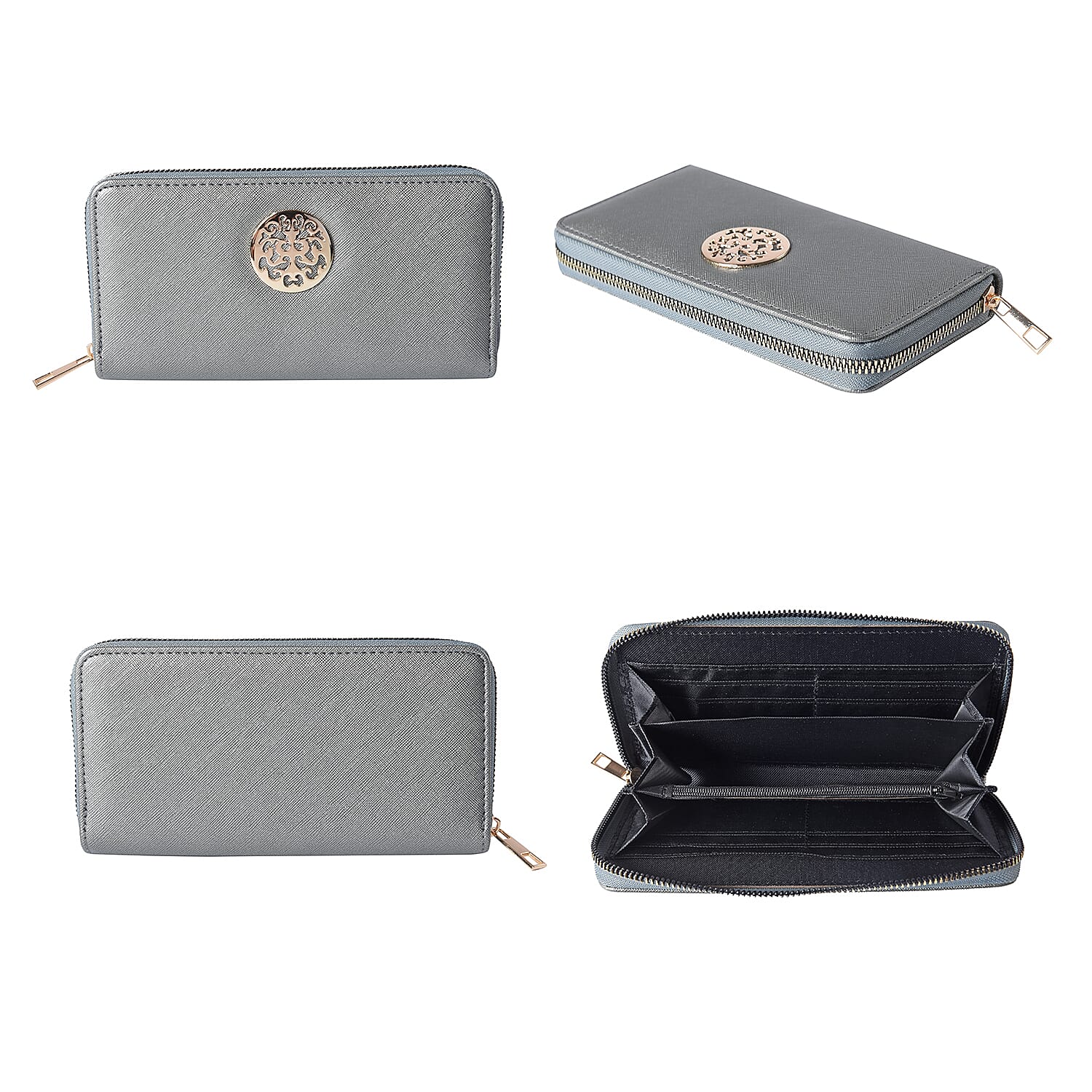 Silver RFID Long Clutch Wallet