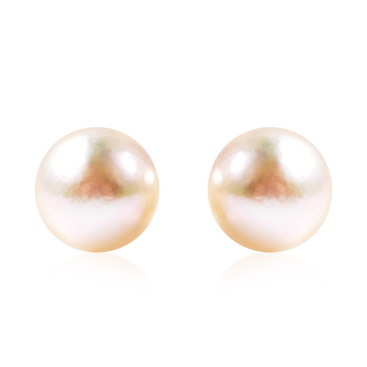 Japanese Akoya Pearl Ball Stud Earrings (with Screw Back) in Yellow Gold Overlay Sterling Silver