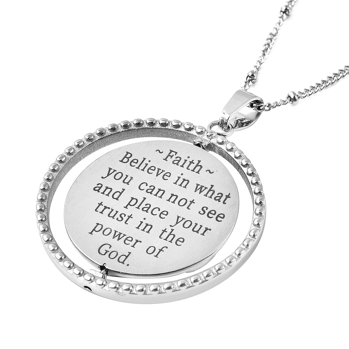 Simulated Marcasite Pendant with Chain (Size 20) in Stainless Steel