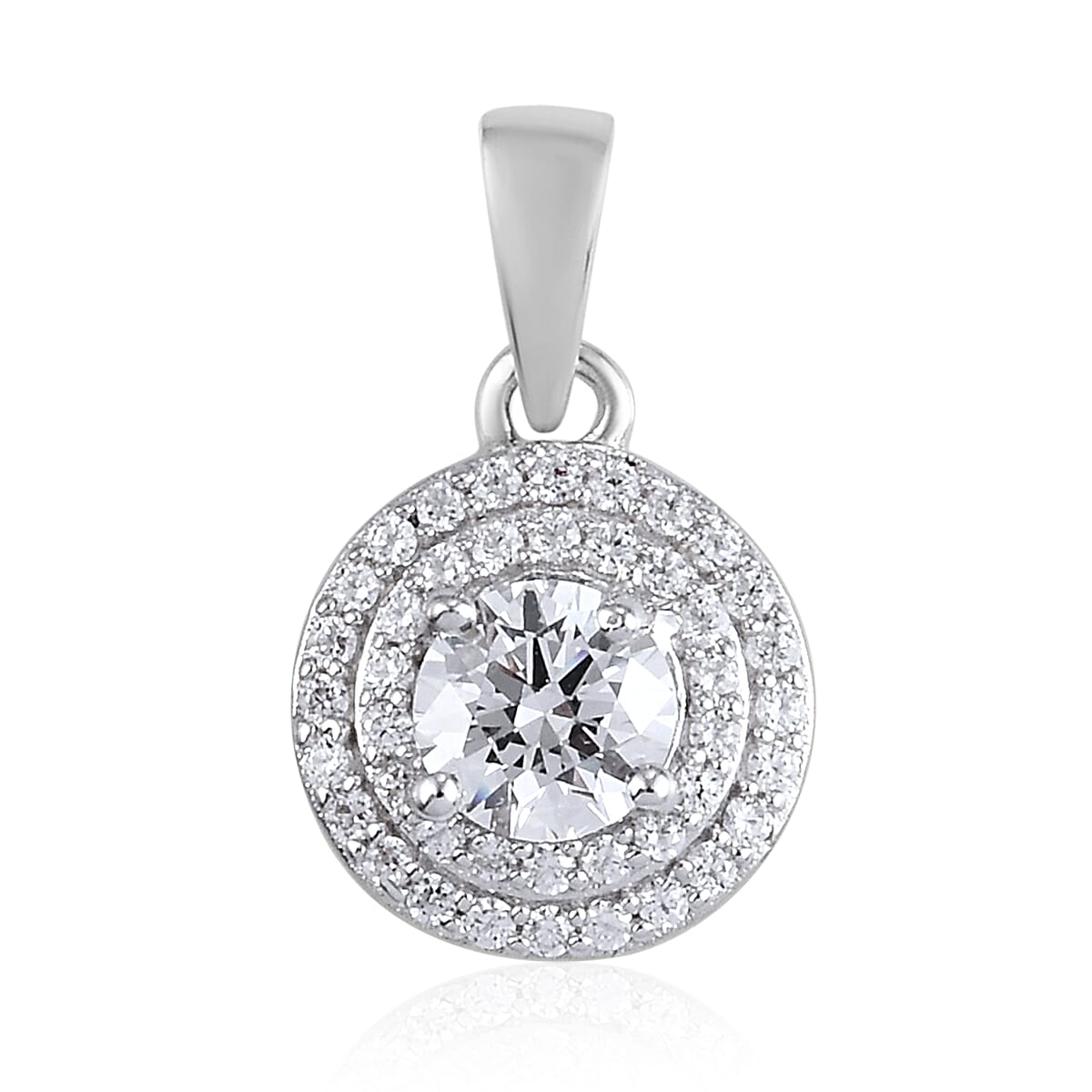 Lustro Stella Platinum Overlay Sterling Silver Pendant Made with Finest CZ 0.79 Ct.
