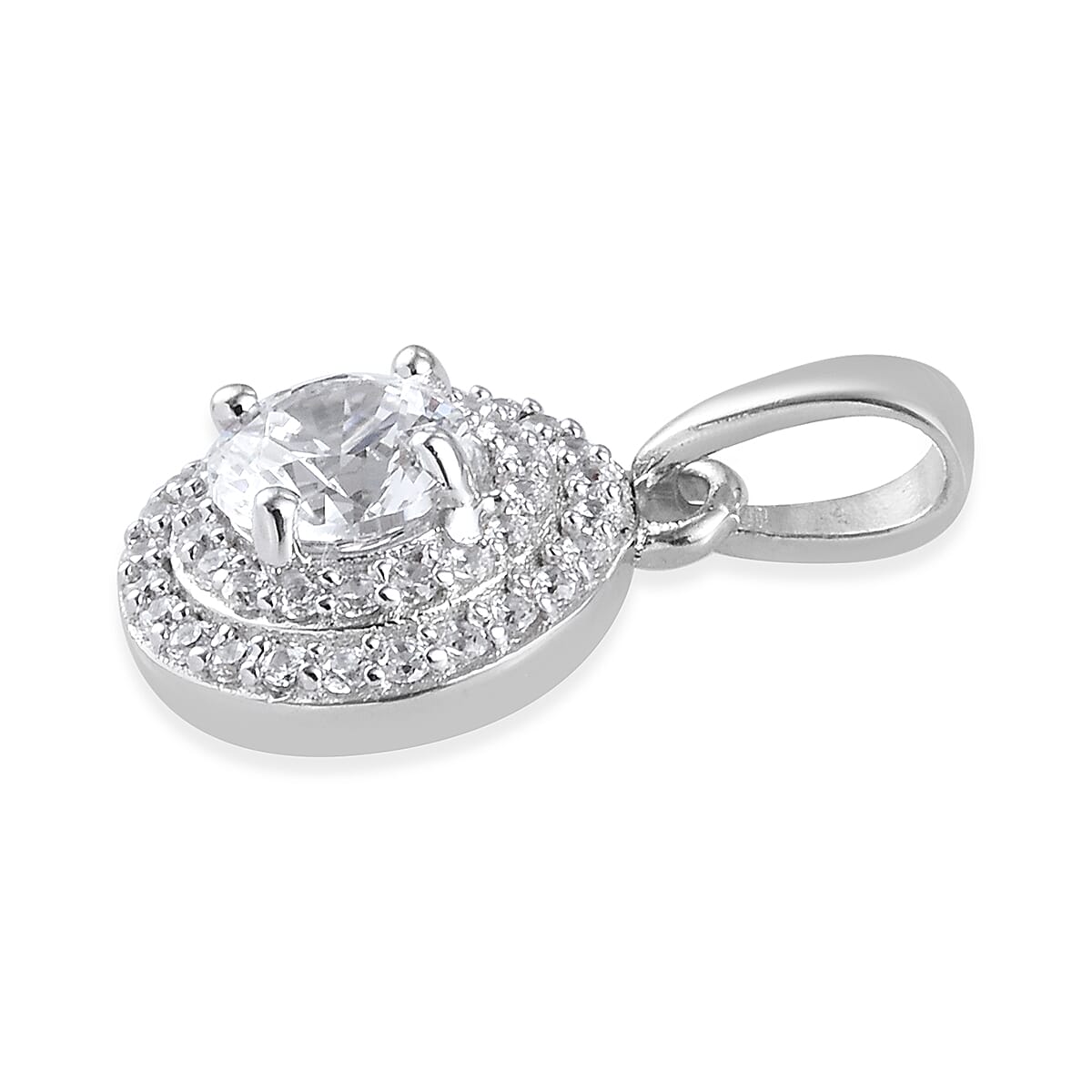 Lustro Stella Platinum Overlay Sterling Silver Pendant Made with Finest CZ 0.79 Ct.