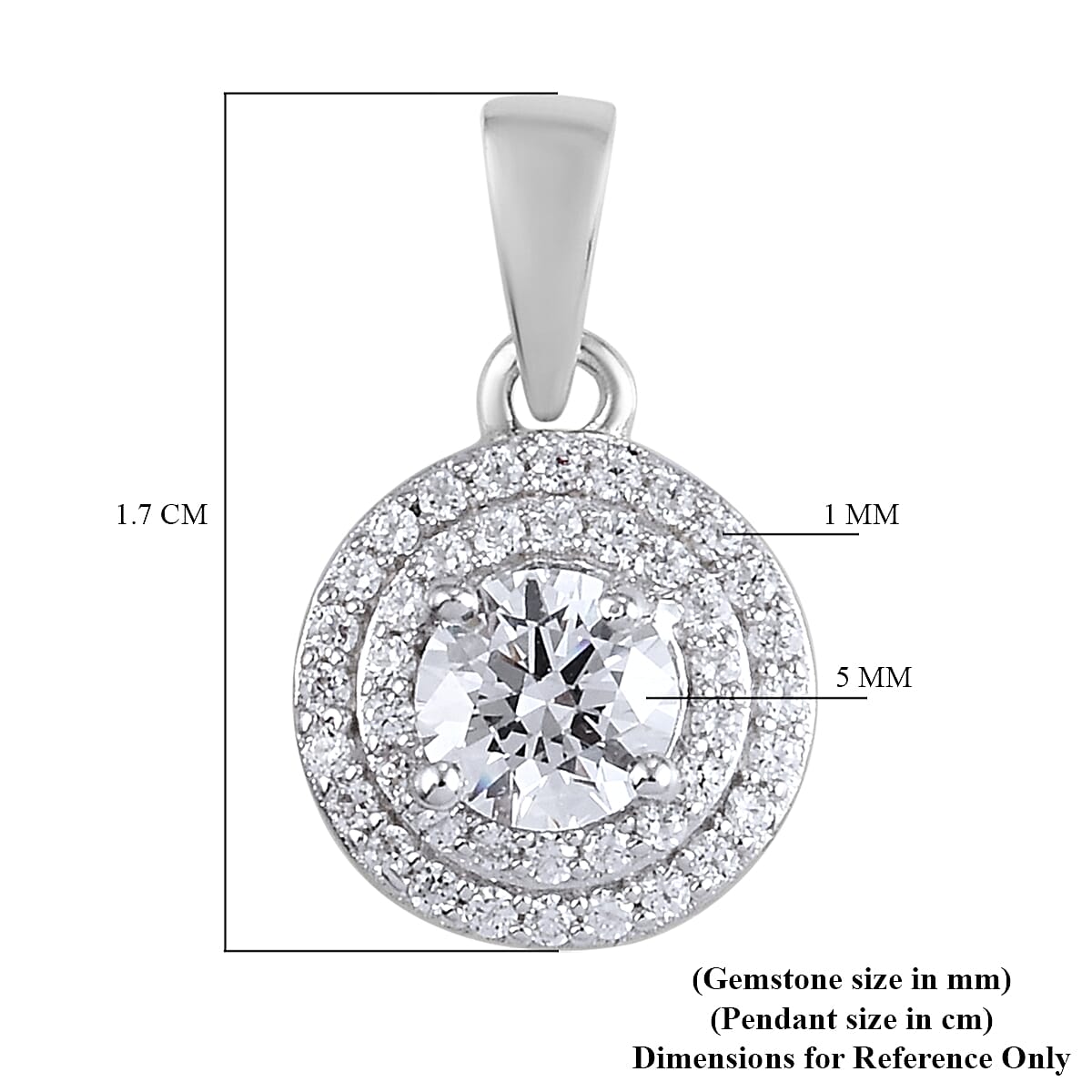 Lustro Stella Platinum Overlay Sterling Silver Pendant Made with Finest CZ 0.79 Ct.