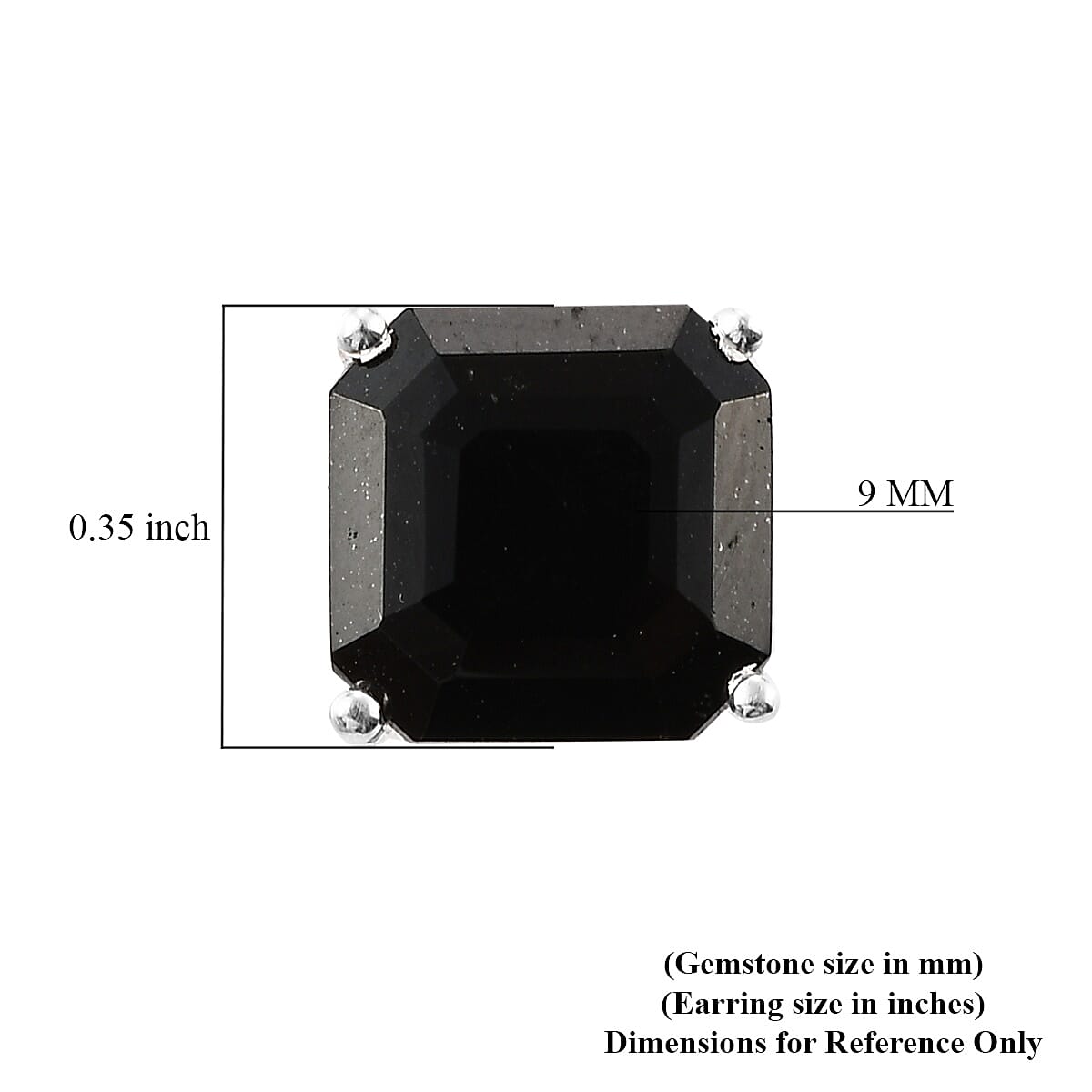 Black Tourmaline Stud Earrings (with Push Back) in Sterling Silver 2.00 Ct.
