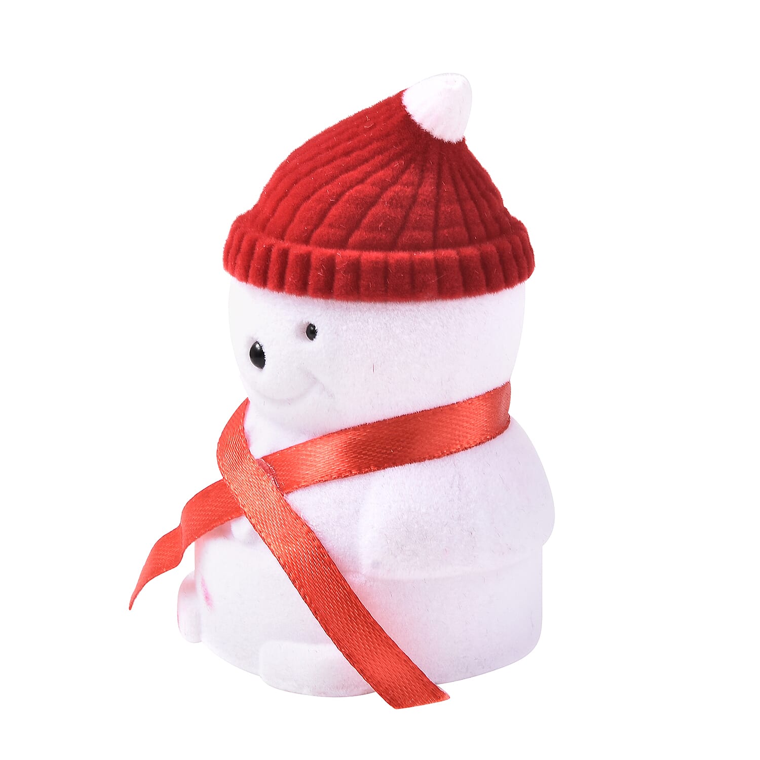 Set of 2 - Snowman Velvet Ring Box with Red and Purple Hat (Size 6x4cm)