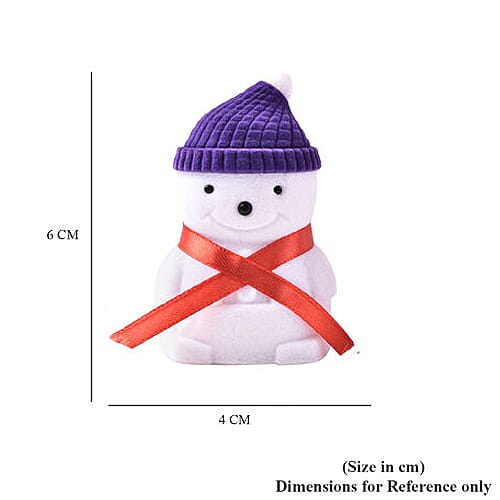 Set of 2 - Snowman Velvet Ring Box with Red and Purple Hat (Size 6x4cm)
