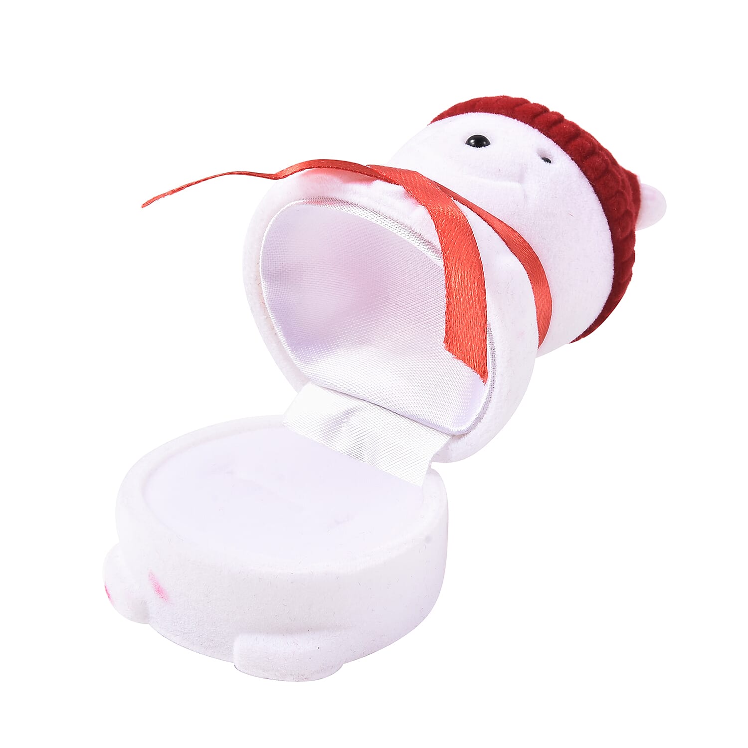 Set of 2 - Snowman Velvet Ring Box with Red and Purple Hat (Size 6x4cm)