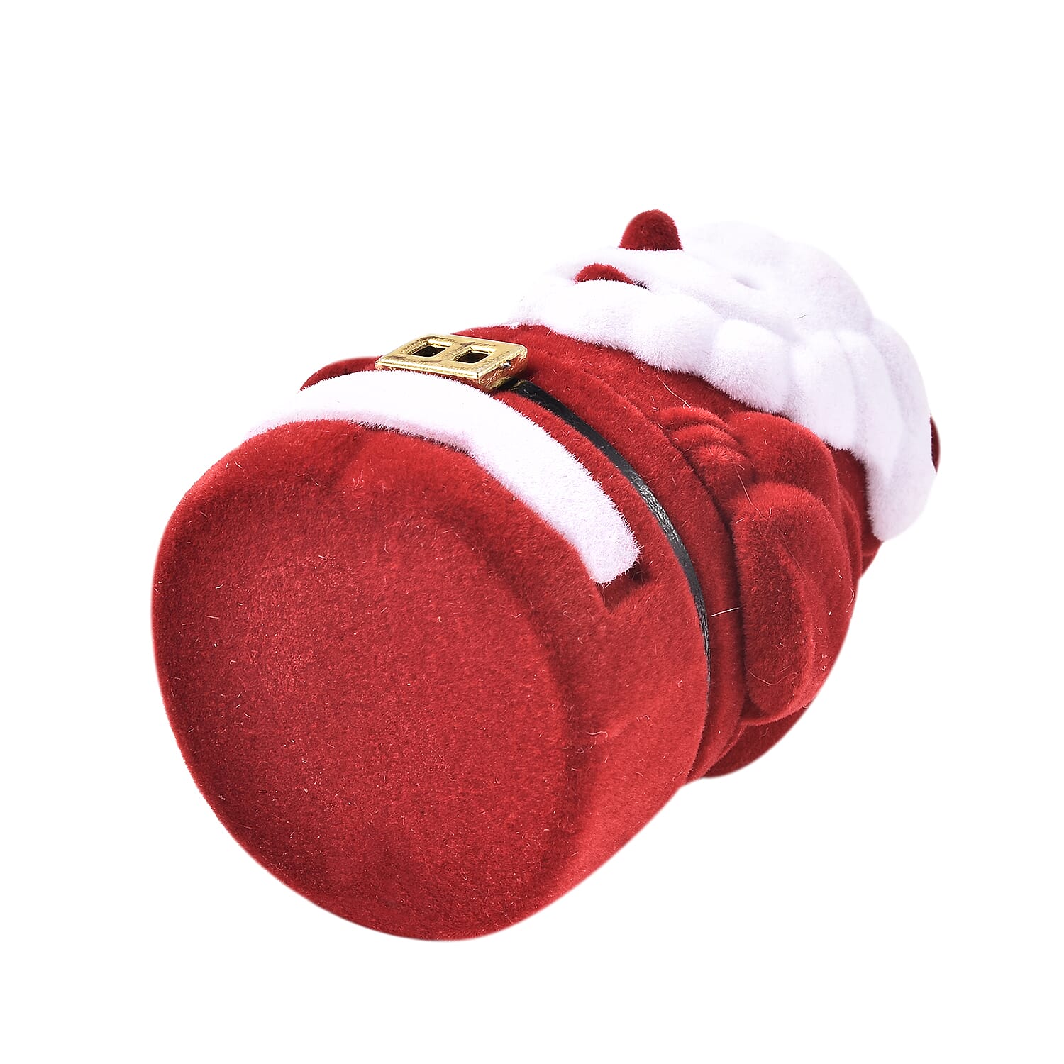 Set of 2 - Santa Claus Velvet Ring Box in White and Red Colour (Size 6x4cm)