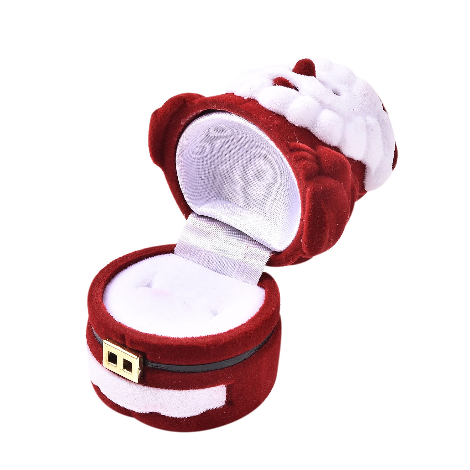 Set of 2 - Santa Claus Velvet Ring Box in White and Red Colour (Size 6x4cm)