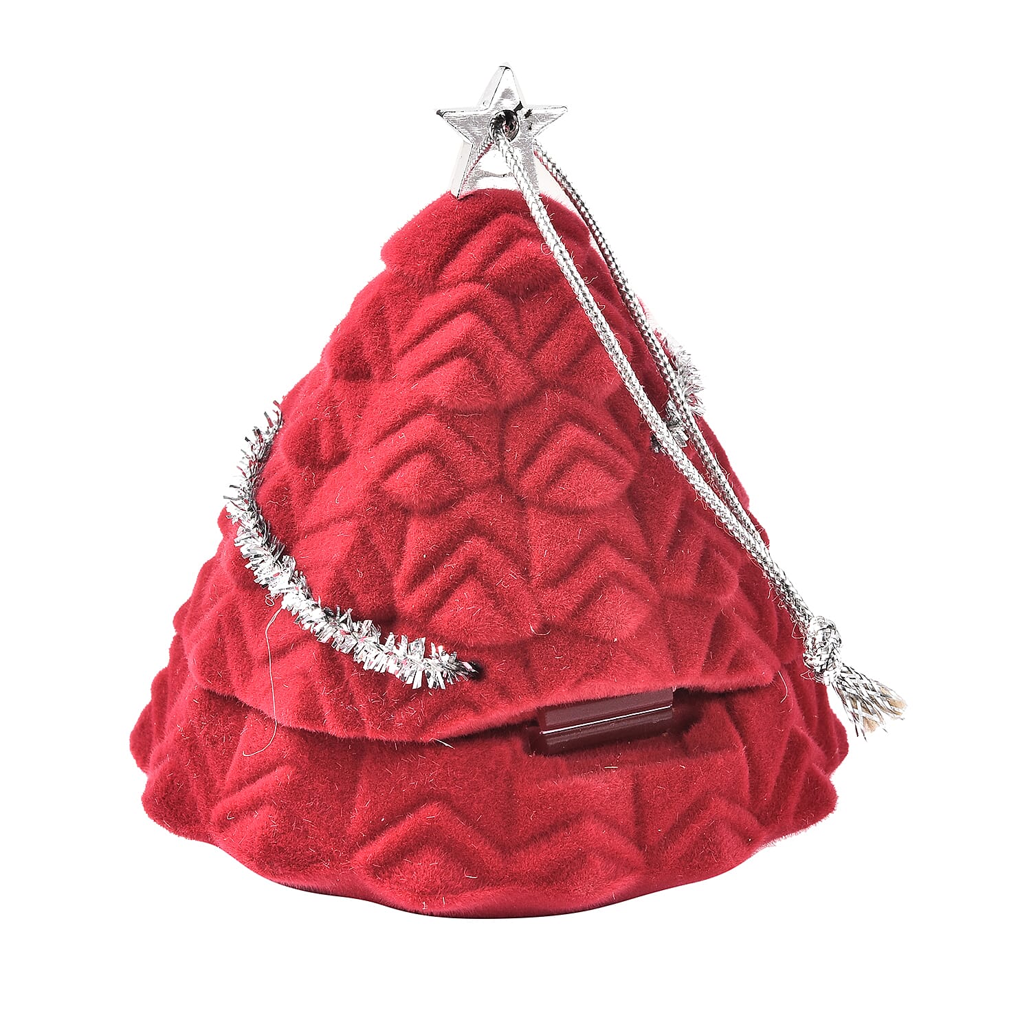 Set of 2 - Star Christmas Tree Velvet Ring Box in Red and Green Colour (Size 6x4cm)