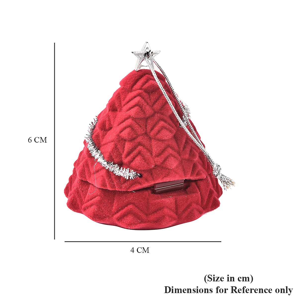 Set of 2 - Star Christmas Tree Velvet Ring Box in Red and Green Colour (Size 6x4cm)