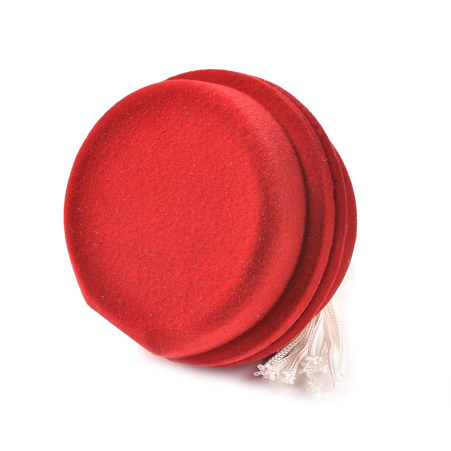 Set of 2 - Bell Velvet Ring Box in Red Colour with Tassel (Size 6x7cm)