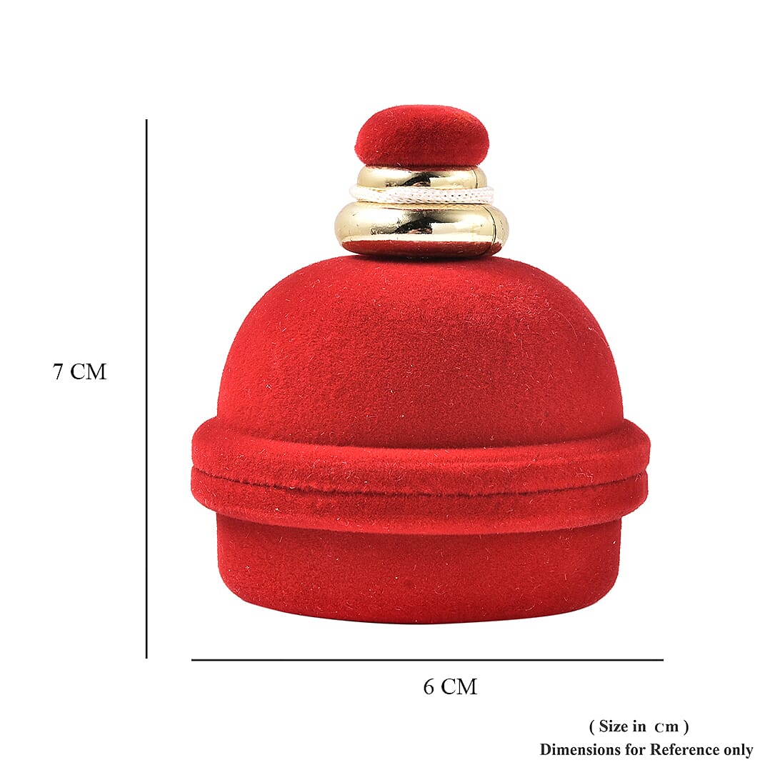 Set of 2 - Bell Velvet Ring Box in Red Colour with Tassel (Size 6x7cm)