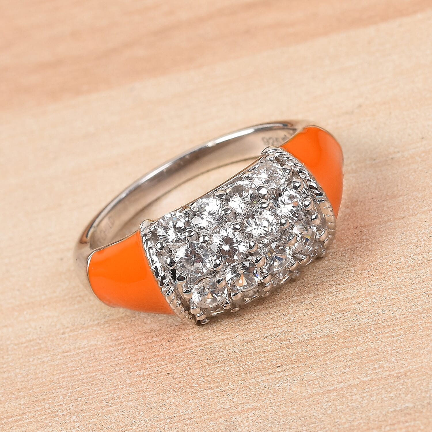 Sundays Child - Natural Cambodian Zircon Enamelled Ring in Platinum Overlay Sterling Silver 1.25 Ct.