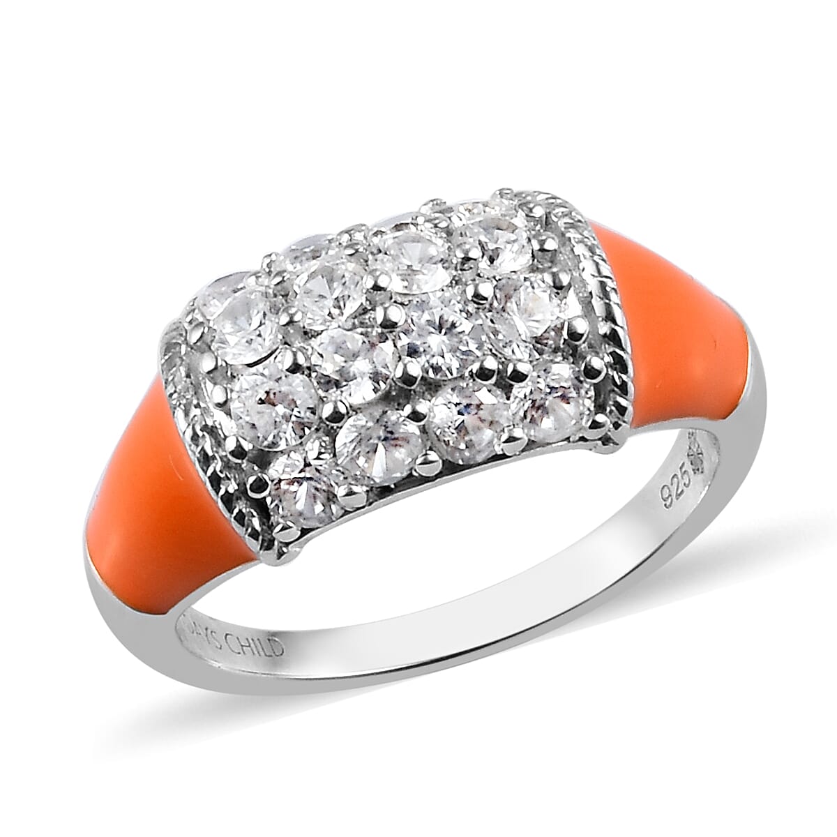 Sundays Child - Natural Cambodian Zircon Enamelled Ring in Platinum Overlay Sterling Silver 1.25 Ct.