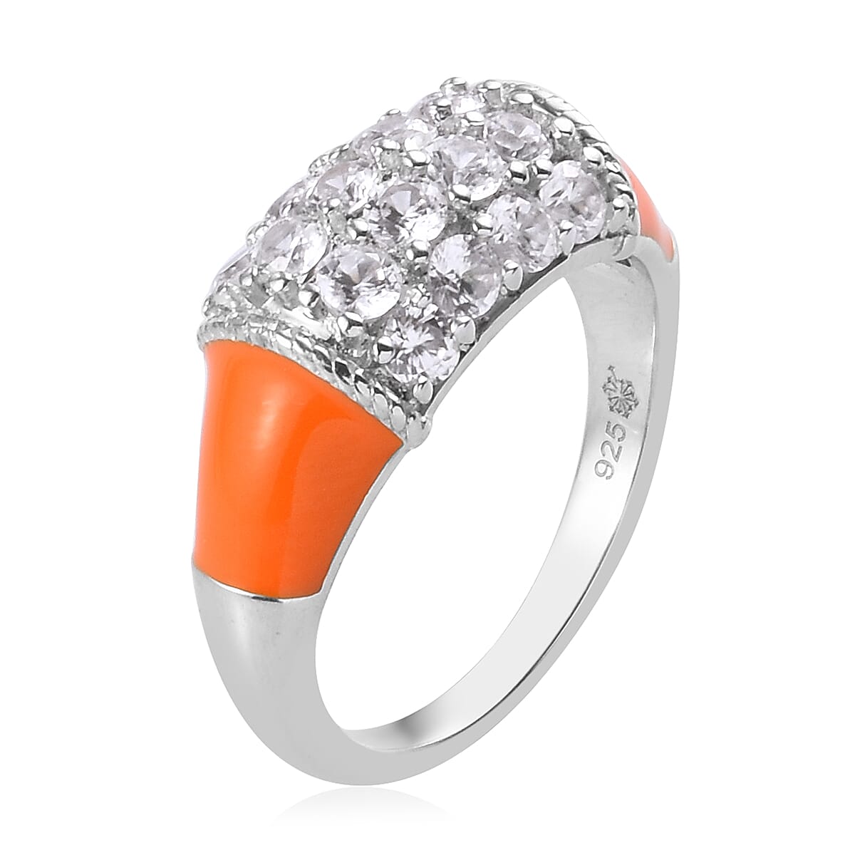 Sundays Child - Natural Cambodian Zircon Enamelled Ring in Platinum Overlay Sterling Silver 1.25 Ct.