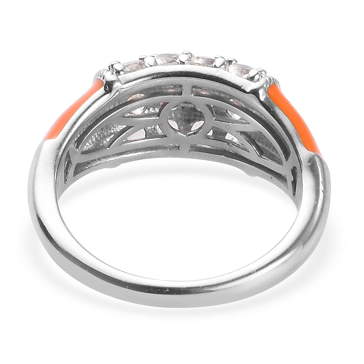 Sundays Child - Natural Cambodian Zircon Enamelled Ring in Platinum Overlay Sterling Silver 1.25 Ct.