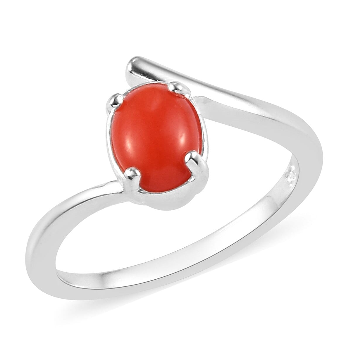 Natural Coral Ring in Sterling Silver