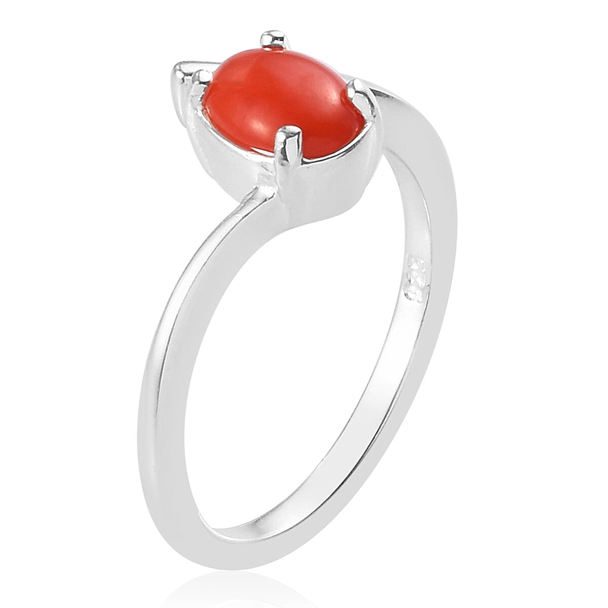 Natural Coral Ring in Sterling Silver