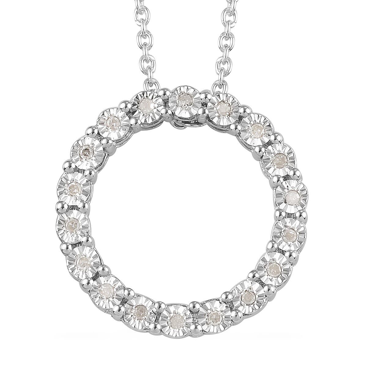 GP Diamond and Blue Sapphire Pendant with Chain in Platinum Overlay Sterling Silver