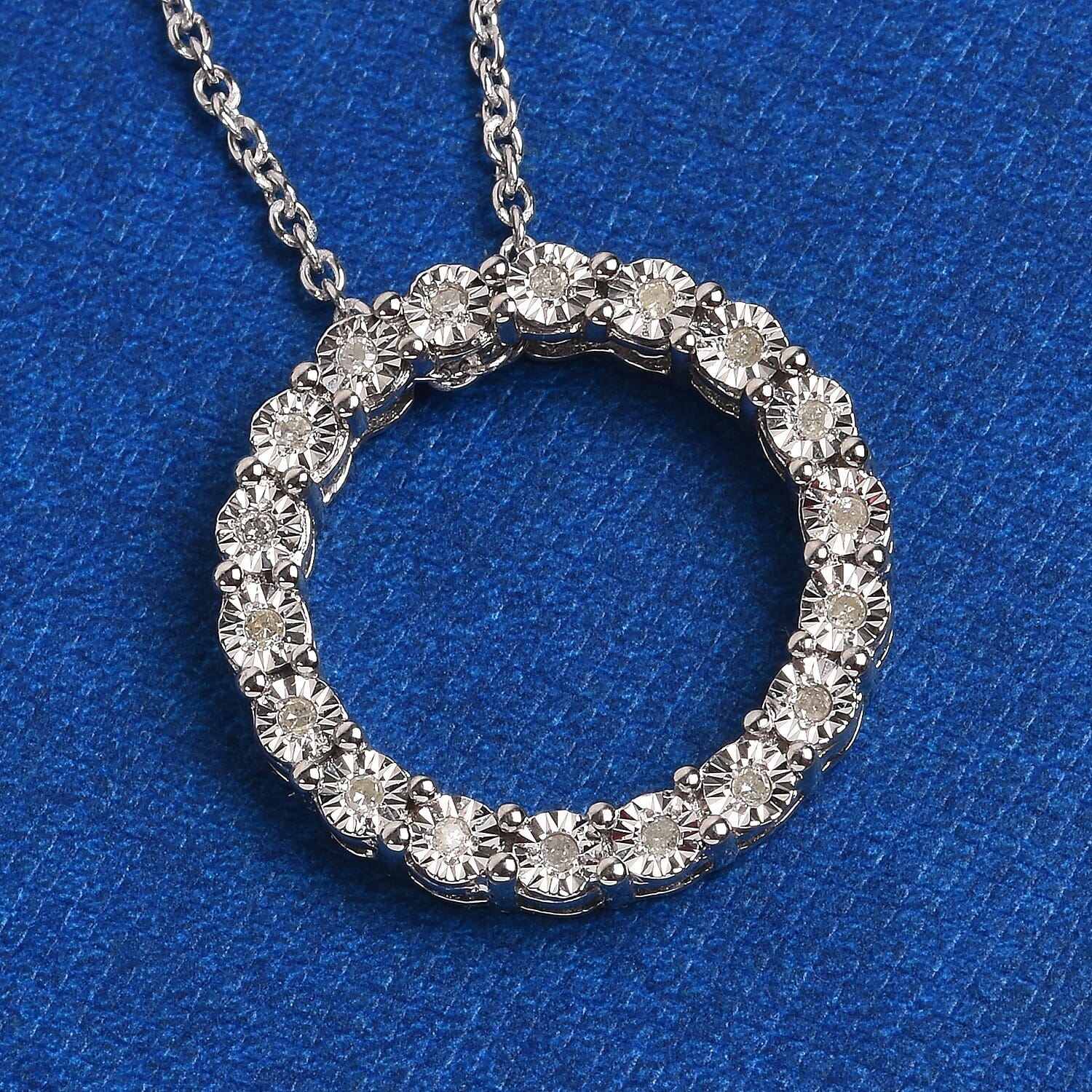 GP Diamond and Blue Sapphire Pendant with Chain in Platinum Overlay Sterling Silver